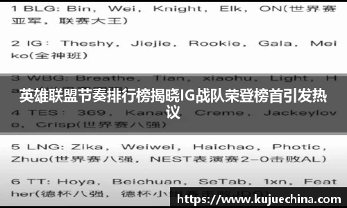 英雄联盟节奏排行榜揭晓IG战队荣登榜首引发热议